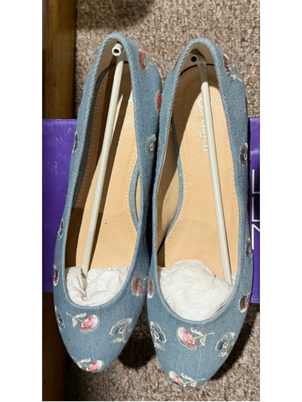 Serengeti Size 37 Embroidered Floral Flats Slip On Bridgerton Ghibli Vtg Shoe - Picture 2 of 10